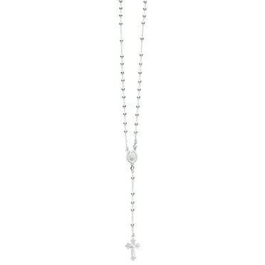 4mm Sterling Silver Rosary Necklace Dainty 4mm-6mm Beads Handmade for Women Italy 24 Inch 24 Inch Golden Moon ROS-SIL 